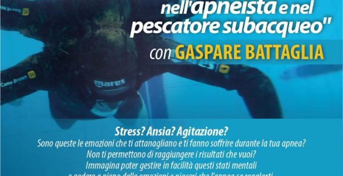 Locandina dell'evento l'aspetto mentale nell'apneista e nel pescatore subacqueo